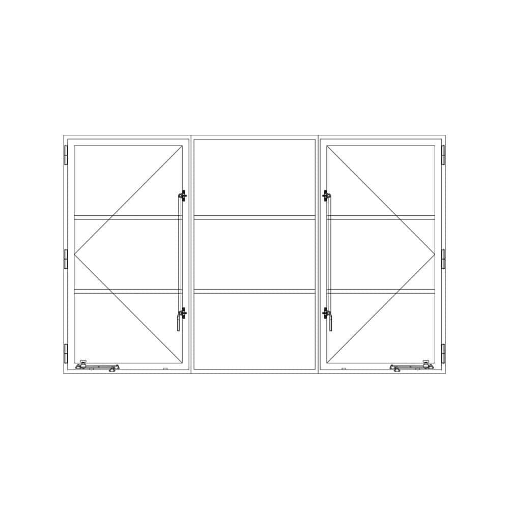 Air 4 Single Casement Steel Window w/ Middle Fixed Panel