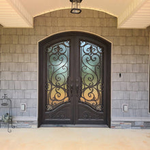 Load image into Gallery viewer, PINKYS Beverly black exterior Double Arch steel doors - Life Style Image