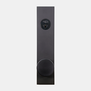 PINKYS lock with round knob on rectangular escutcheon and thumb turn in black finish.