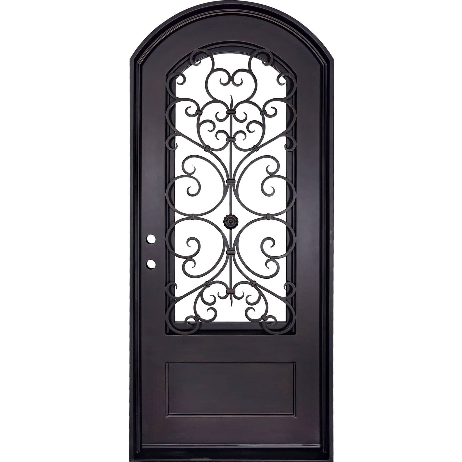 Night curved top swinging door for cold weather.