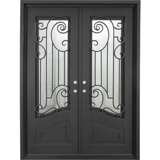 PINKYS Piano Black Steel Double Flat Doors