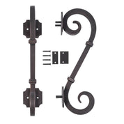 Edition black iron pull handle with hand forged detail.