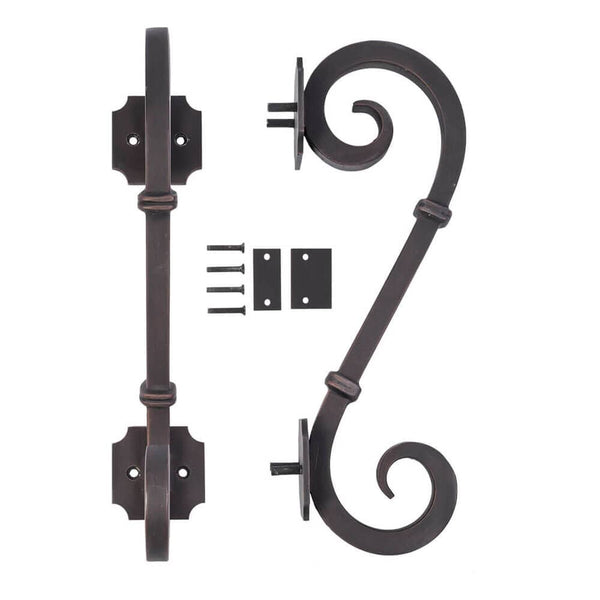 Edition hand forged black iron pull handle.