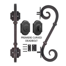 Load image into Gallery viewer, PINKYS Edition iron door pull handle w/ premier curved deadbolt lockset