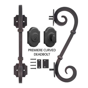 PINKYS Edition iron door pull handle w/ premier curved deadbolt lockset