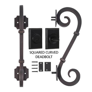 PINKYS Edition iron door pull handle with squared curved deadbolt lockset