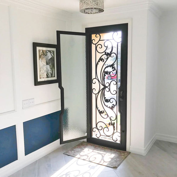 Dream thermally broken metal door with thick glass in black color.