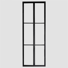 Load image into Gallery viewer, PINKYS Air Pantry Double Full Arch w/ removable threshold steel interior door with simple horizontal bars results in the perfect combination of classic and contemporary used as entry doors, patio and french doors, back or side steel doors, and even as steel room dividers.