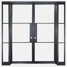 Load image into Gallery viewer, PINKYS Air 4 Interior Double flat Top black steel door w/ Sidelights