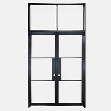 Load image into Gallery viewer, PINKYS Air 4 Interior Flat Top Black Steel Door w/ Flat top Transom with Removable Threshold
