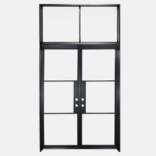 Load image into Gallery viewer, PINKYS Air 4 Interior Flat Top Black Steel Door w/ Flat top Transom with Removable Threshold