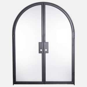 PINKYS Air Lite Interior Black Double Full Arch Steel Door w/ No Threshold