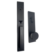 Xanthis entry lockset with model square handle in black finish.