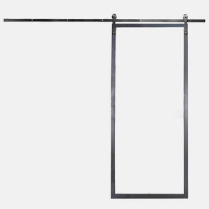 PINKYS Air Lite steel interior barn door with simple horizontal bars results in the perfect combination of classic and contemporary.