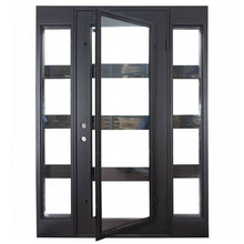 Load image into Gallery viewer, PINKYS Air 19 Exterior iron doors with side panel windows.