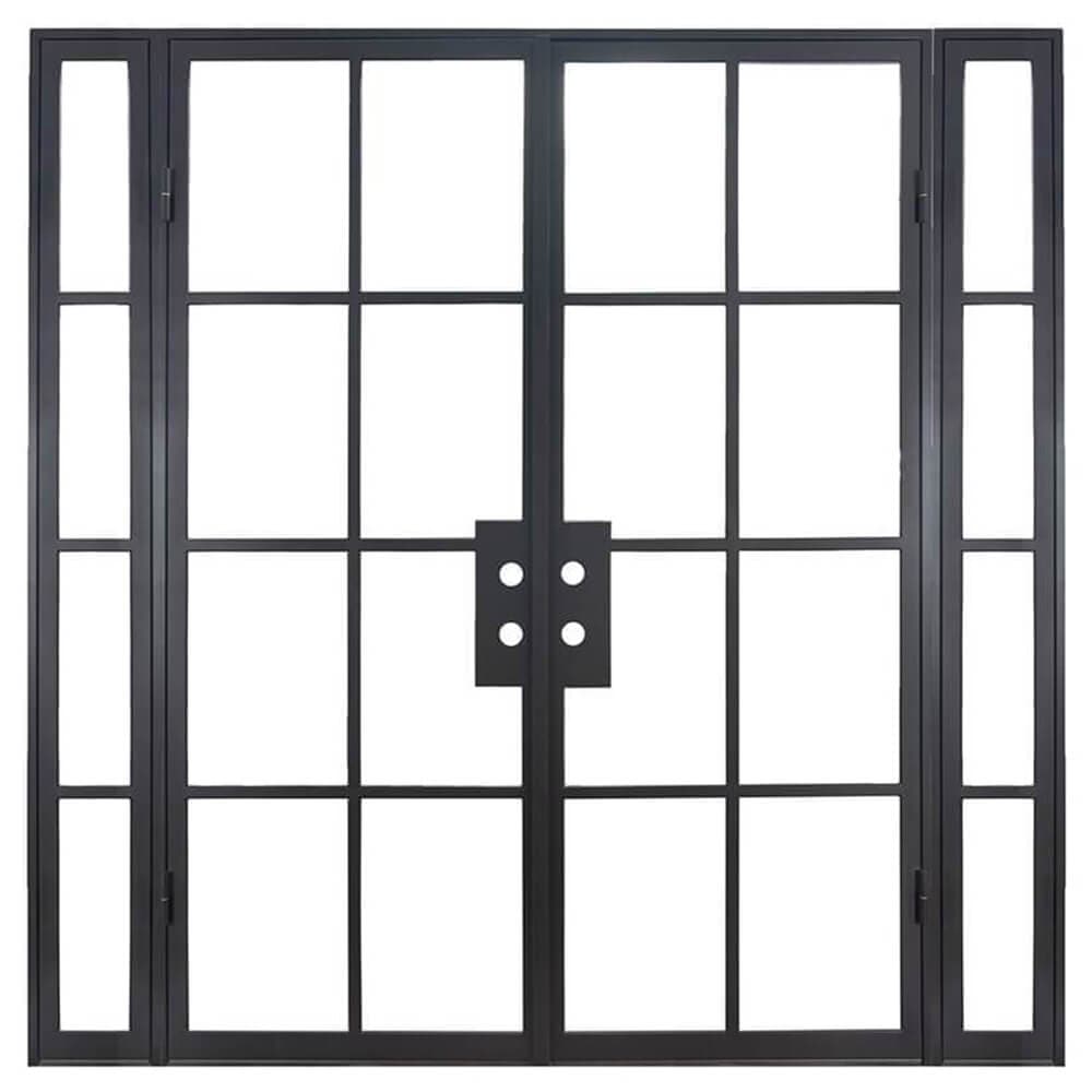 PINKYs Air 5 w/ Sidelights Double Flat Top steel door that can be used for entry doors, patio and french doors, back or side steel doors, and even as steel room dividers.