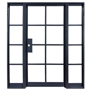 PINKYS Air 5 Interior flat top black steel door with sidelights