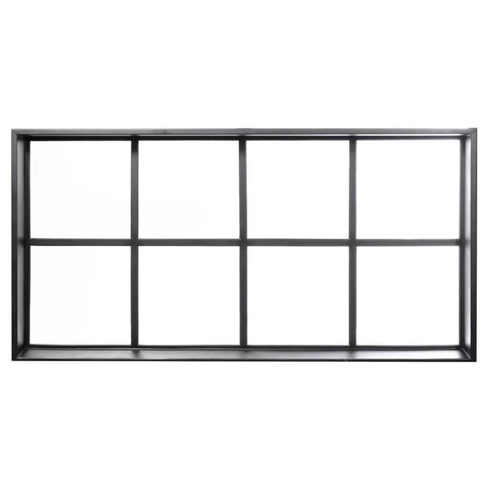 Transom 8-pane window made from thin iron framing. Window is thermally broken to protect from extreme weather.