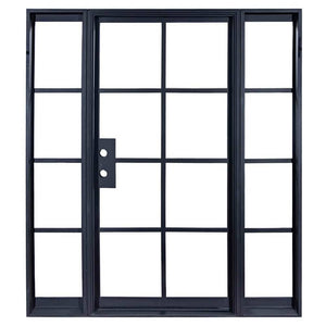 PINKYS Air 5 single flat top black steel door w/ sidelights