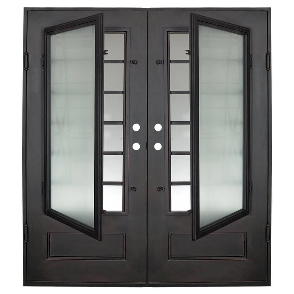 Bronx black wrought iron double flat top patio door.