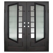 Bronx bronze color wrought iron double flat hinged door.