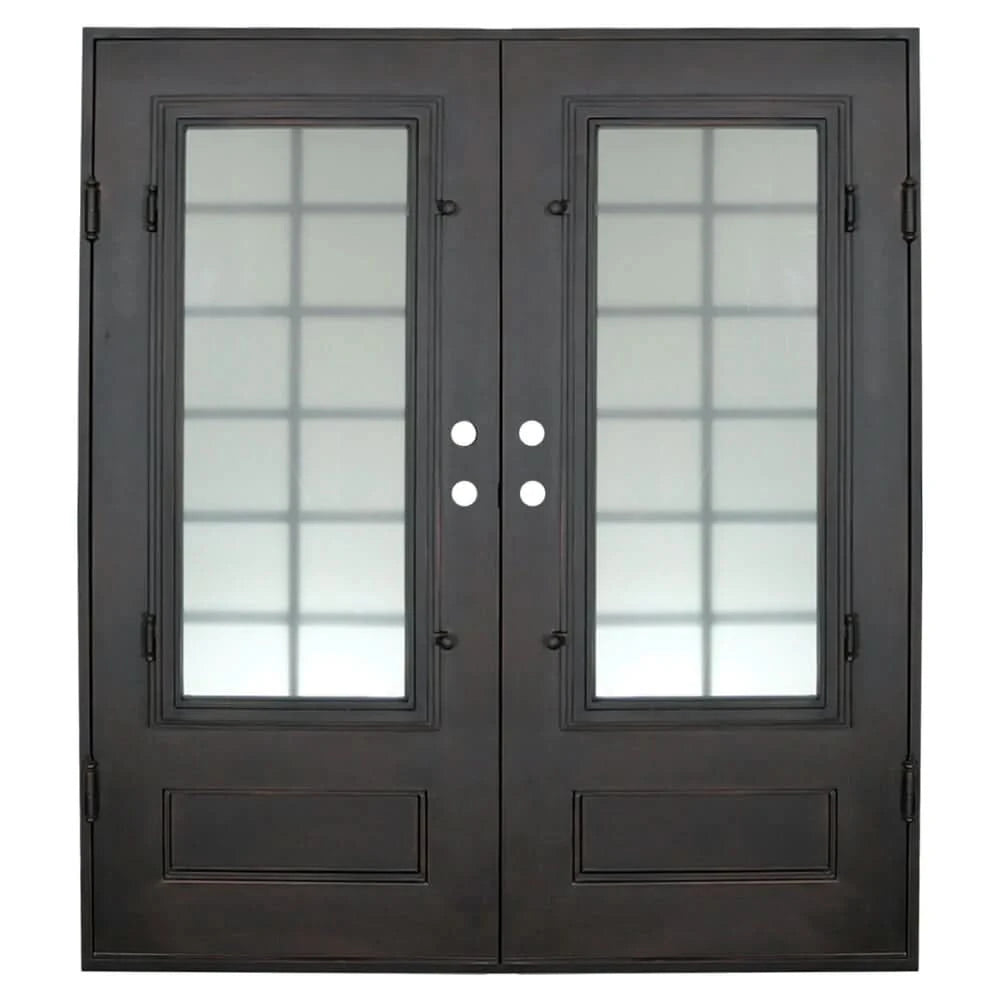 Bronx square top double exterior door for cold temperatures in black.