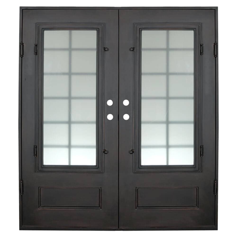 Bronx black metal double french door with square top and glass.