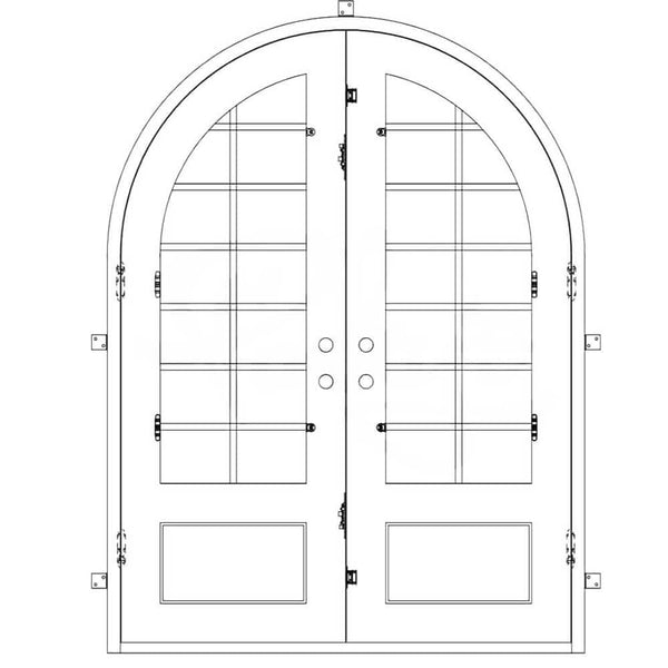 Bronx double full arch top swing door with energy efficient double-pane glass.
