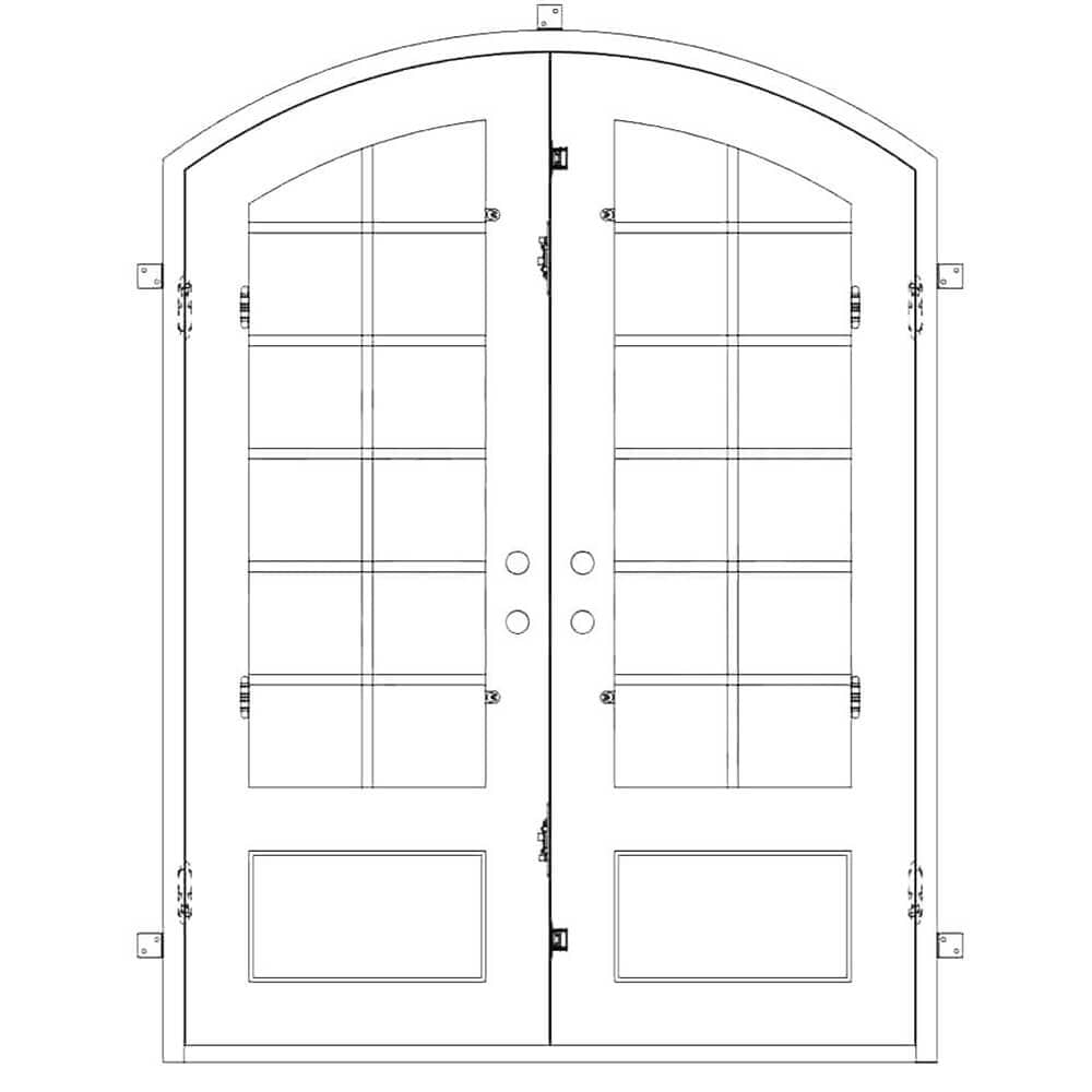 Bronx double door in bronze color with clear glass and arch top.