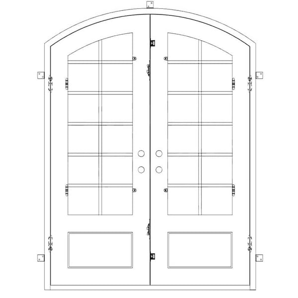 Bronx double door in bronze color with clear glass and arch top.