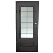Bronx thermally broken single metal door with thick glass in black color.