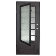 Bronx flat top single flat metal door for cold weather in bronze color.