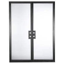 Load image into Gallery viewer, Double door with a single pane of glass on each side. Door is thermally broken to protect from extreme weather.