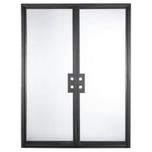 Load image into Gallery viewer, Double door with a single pane of glass on each side. Door is thermally broken to protect from extreme weather.