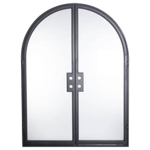 Load image into Gallery viewer, Double door with a single pane of glass on each side and a full arch on top. Door is thermally broken to protect from extreme weather.