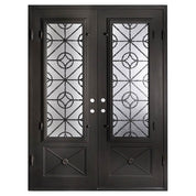 Baily black square top french entry door for cold weather.