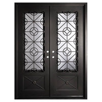 PINKYS Baily Black Steel Double Flat Doors