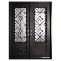 PINKYS Baily Black Steel Double Flat Doors