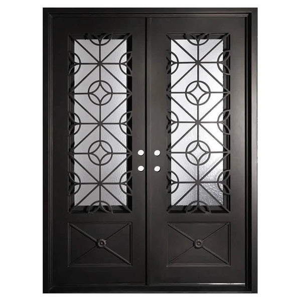 Baily thermally broken flat top iron door in black.