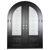 Baily double full arch top door with energy efficient glass in black color.