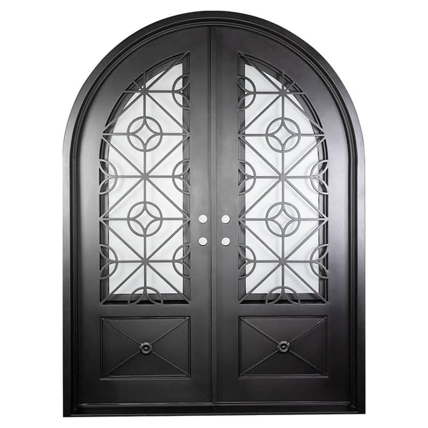 Baily full arch top iron door thermally broken in bronze.