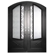 Baily double door in bronze finish with glass and arched entry.