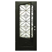 Baily single swinging door for cold weather in matte black.