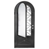Single door with a thick steel frame and a window behind intricate detailing from PINKYS