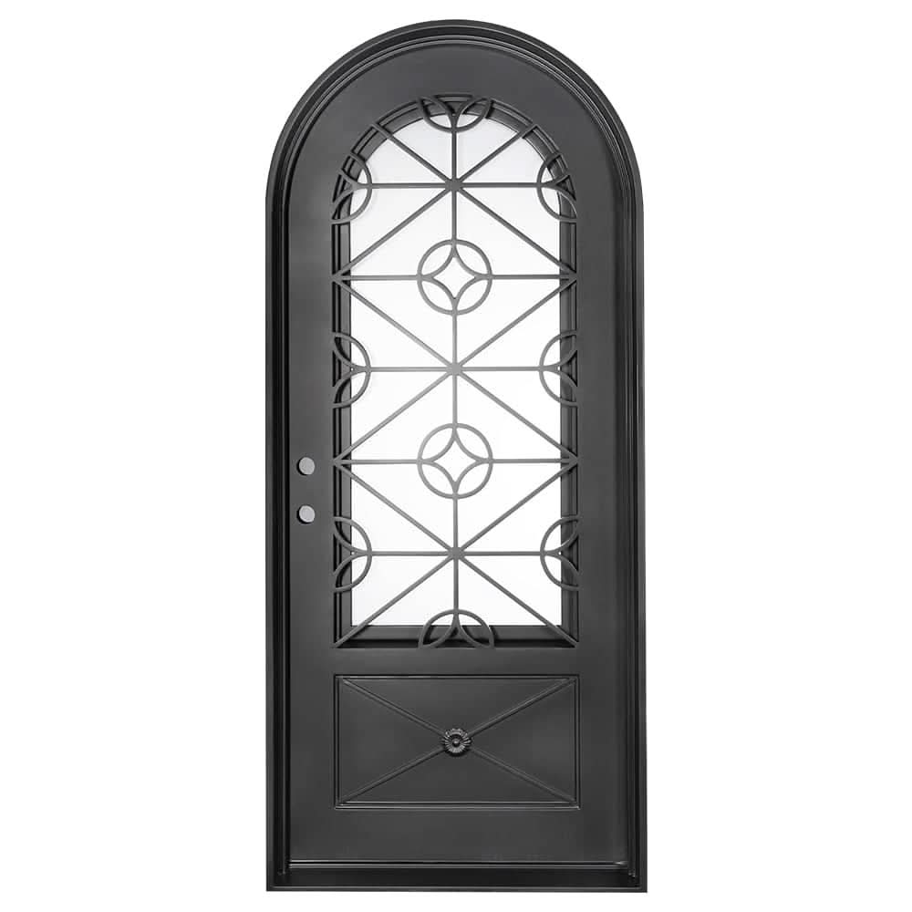 Baily single full arch entry door with thermal break in matte black.