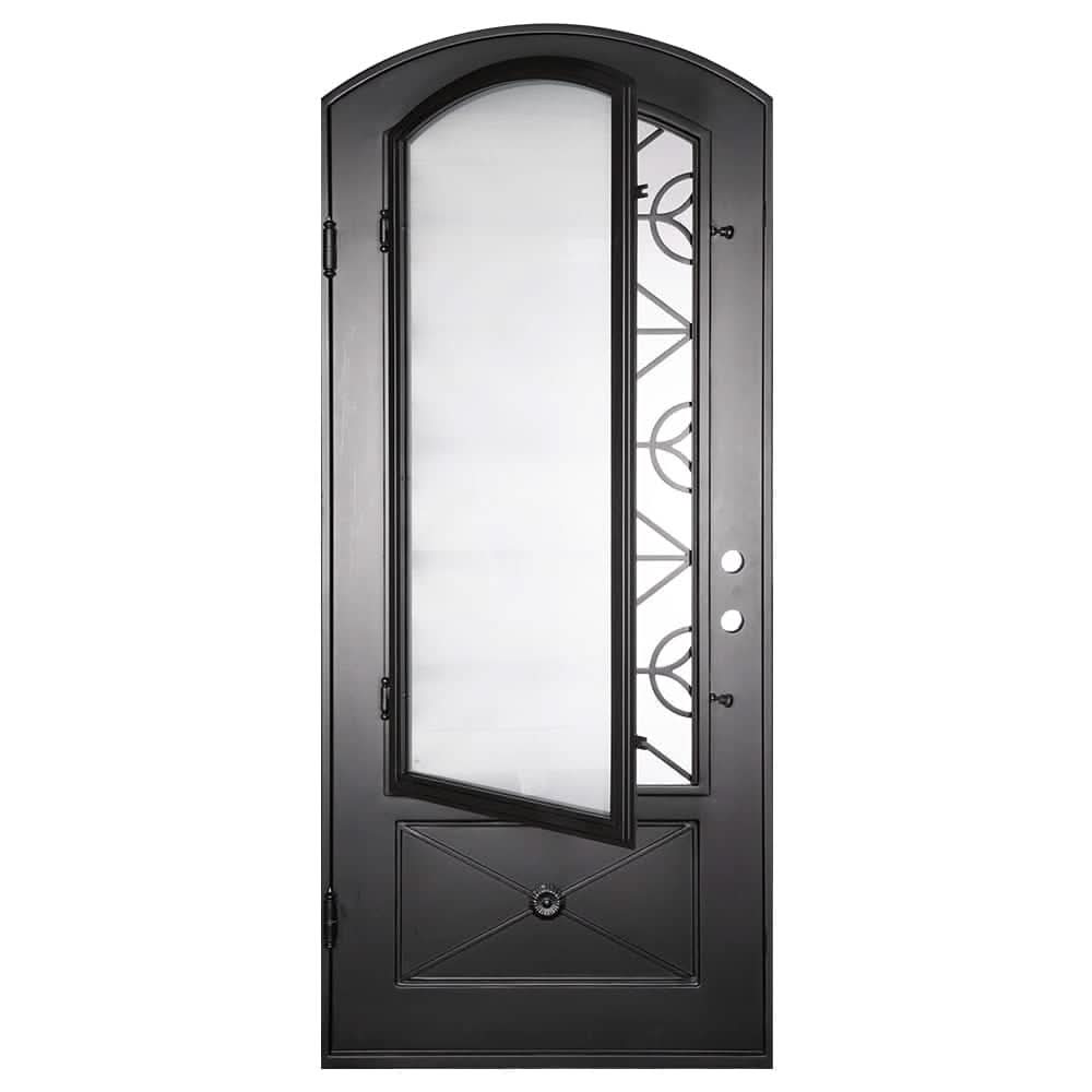 Baily single eyebrow arch top entry door with energy efficient glass.