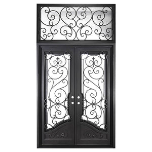 PINKYS Beverly black double flat top steel door w/ transom