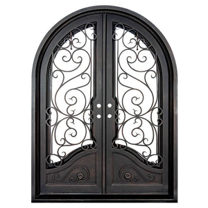 PINKYS Beverly Black Exterior Double Full Arch Steel Doors