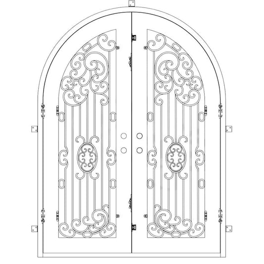 PINKYS Blackbird Black Steel Double Full Arch Doors