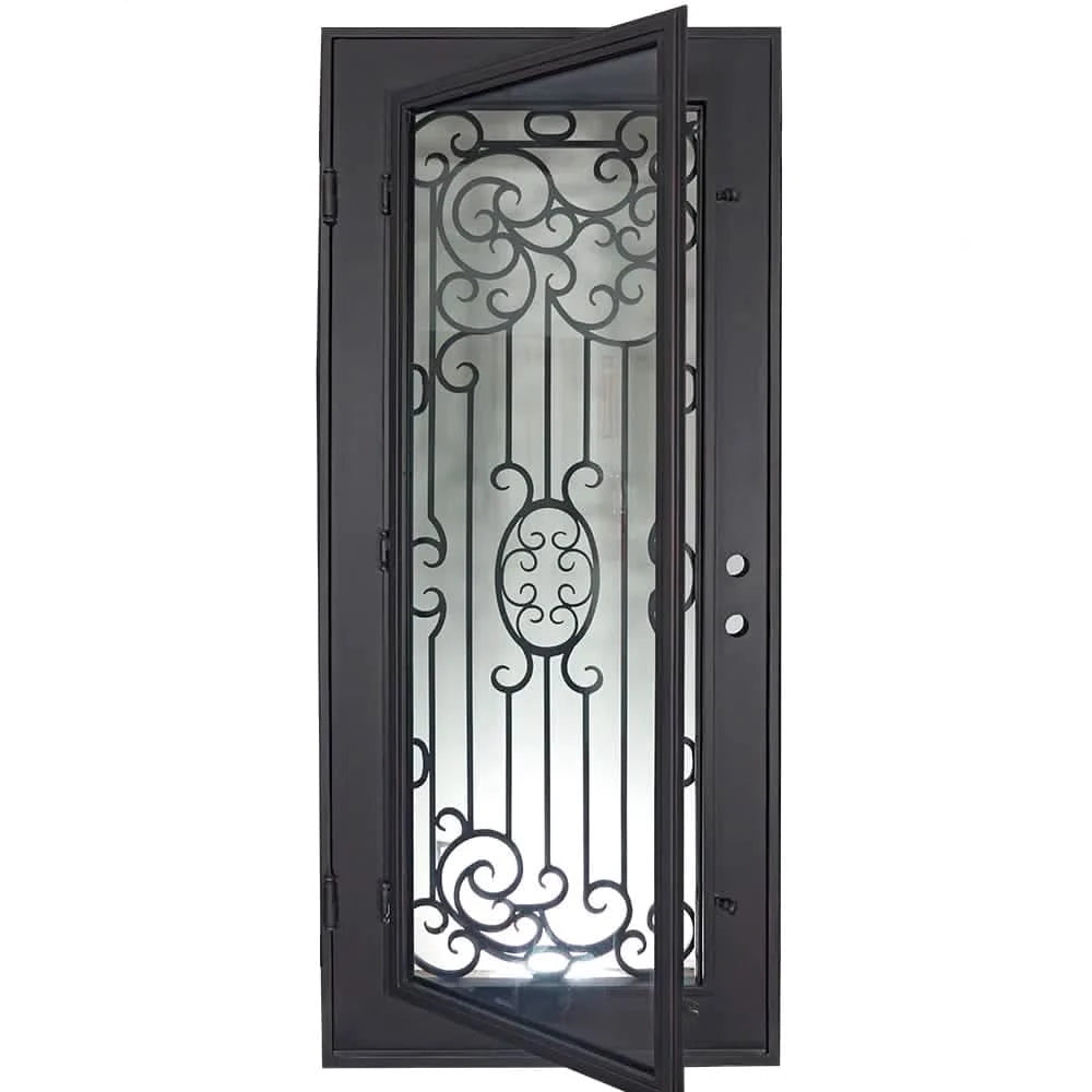 Blackbird flat top single flat metal door with thermal break in black.